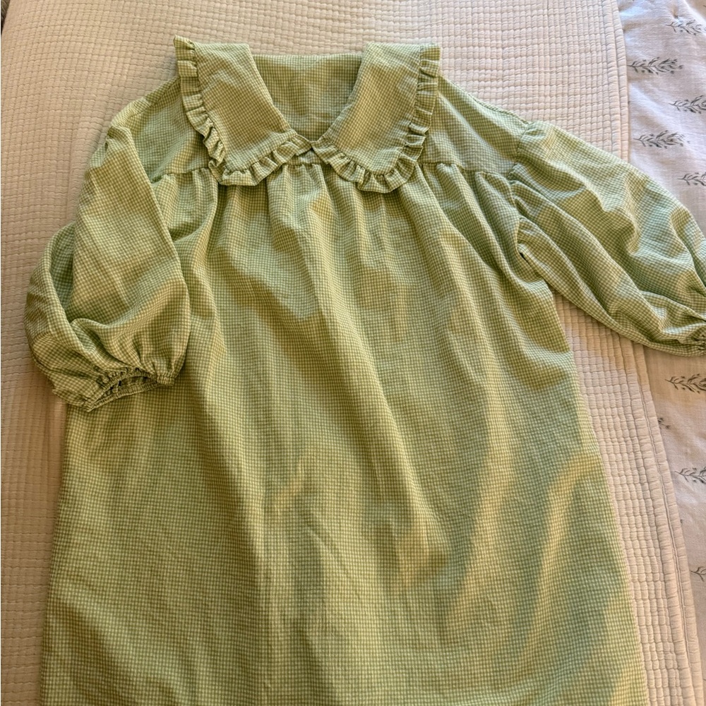 Green Gingham Dress with Peter Pan Collar